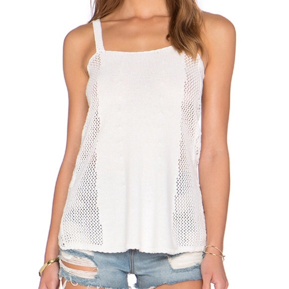 Sam Edelman Tops - Sam Edelman White Crochet Pointelle Tank NWT